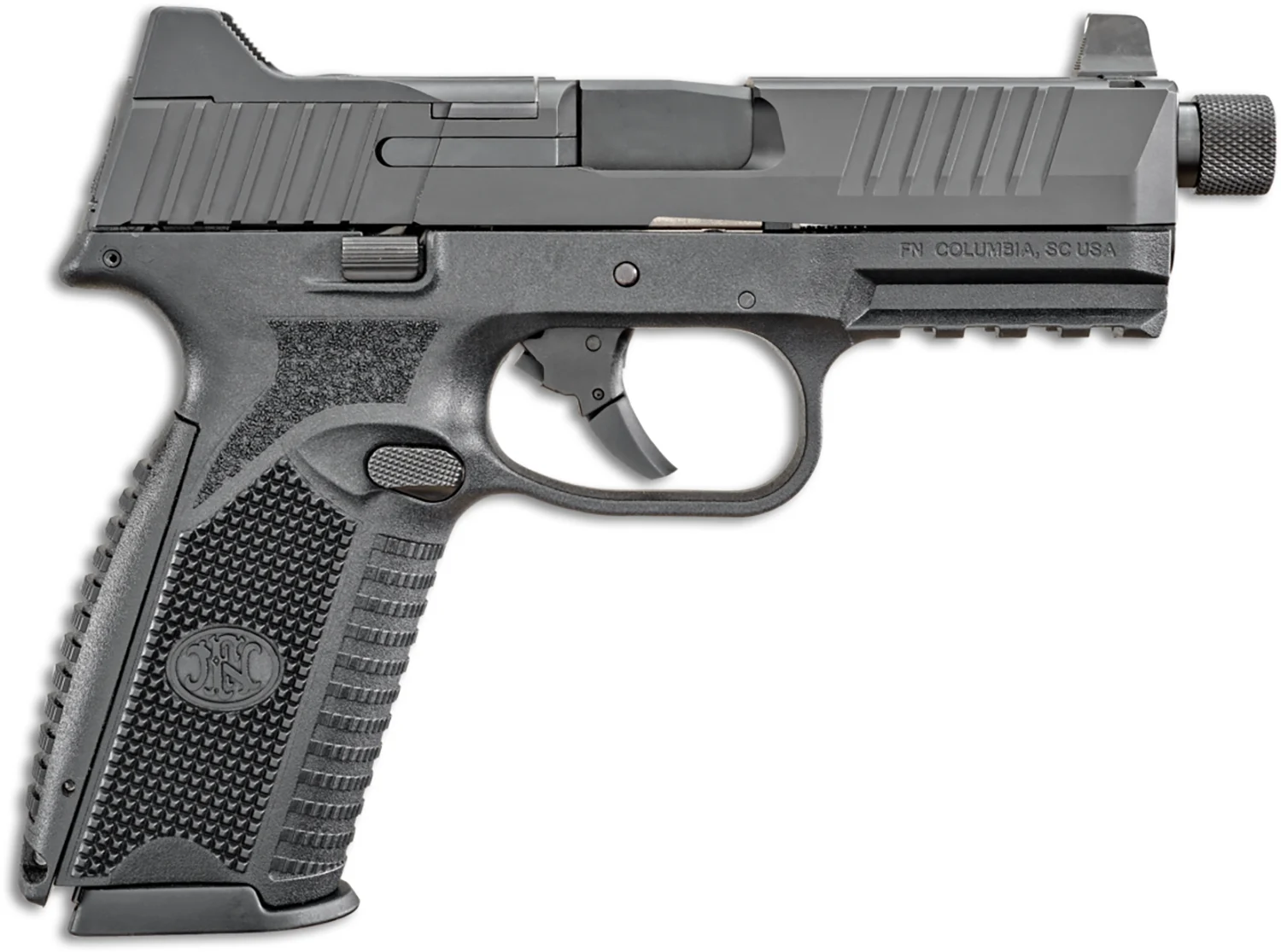 FN 66100527 509T 9mm Luger 10+1, 4.50" Black Steel Threaded Barrel, Matte Black Optic Ready/Serrated Stainless Steel Slide, Matte Black Polymer Frame w/Picatinny Rail