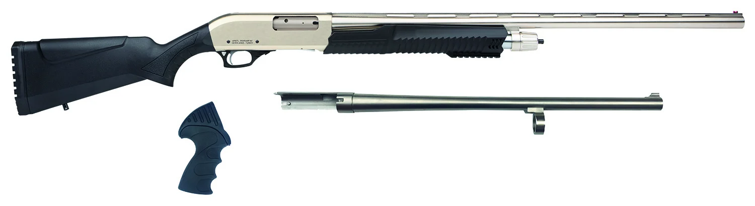 Rock Island MR25P101MC Meriva 3-in-1 Combo 12 Gauge 5+1 3" 18.50" Cylinder Bore, 28" Vent Rib Barrels Chrome Rec Black Synthetic Stock Right Hand (Full Size)
