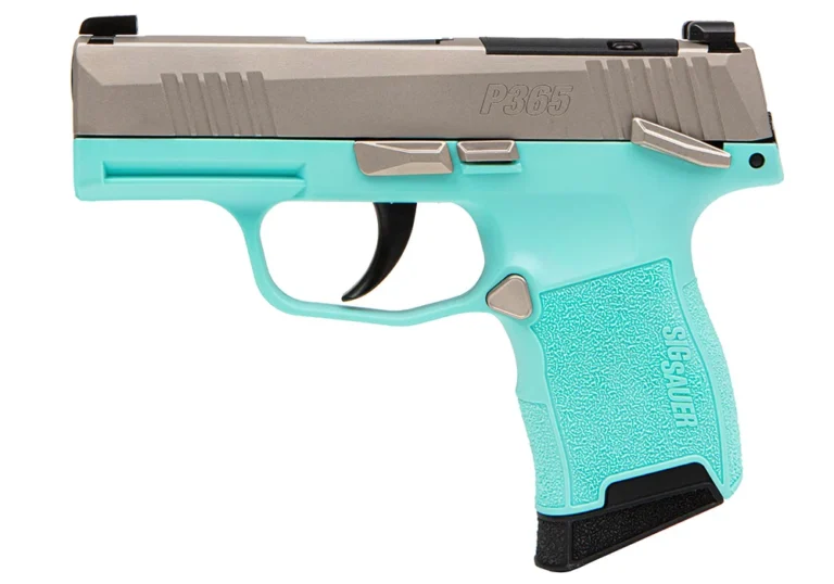SIG SAUER P365 380 NICKEL/TURQUOISE, 2-10RD MAG OPTIC READY